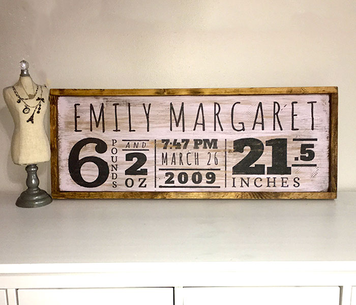 Child Birth Announcement Wooden sign