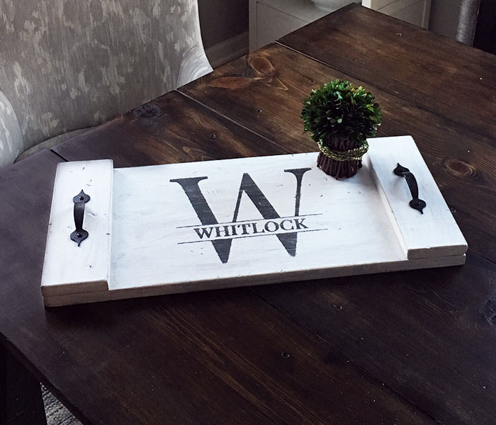 Split Monogram Tray - 12x24 Wood Tray