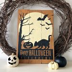 Halloween Cat and Moon - 18x24 Wood Sign