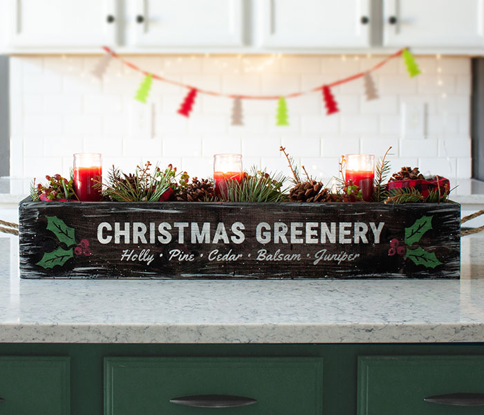 Christmas Greenery Centerpiece Box - 4x32x6 Wood Box