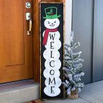 Snowman Porch Welcome - 14x50 Framed Wood Sign