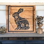 Ornate Bunny - 24x24 Wood Sign