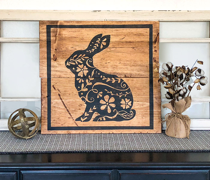 Ornate Bunny - 24x24 Wood Sign