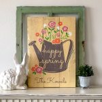 Happy Spring Watering Can - 18x24 Wood Sign