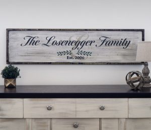 Framed Family Script - 14x50 Framed Wood Sign