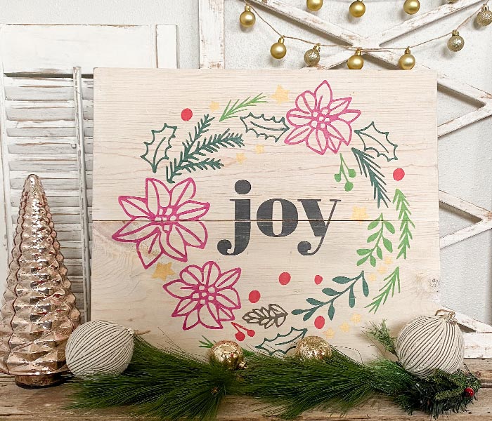 Joy Poinsettia Wreath - 24X24