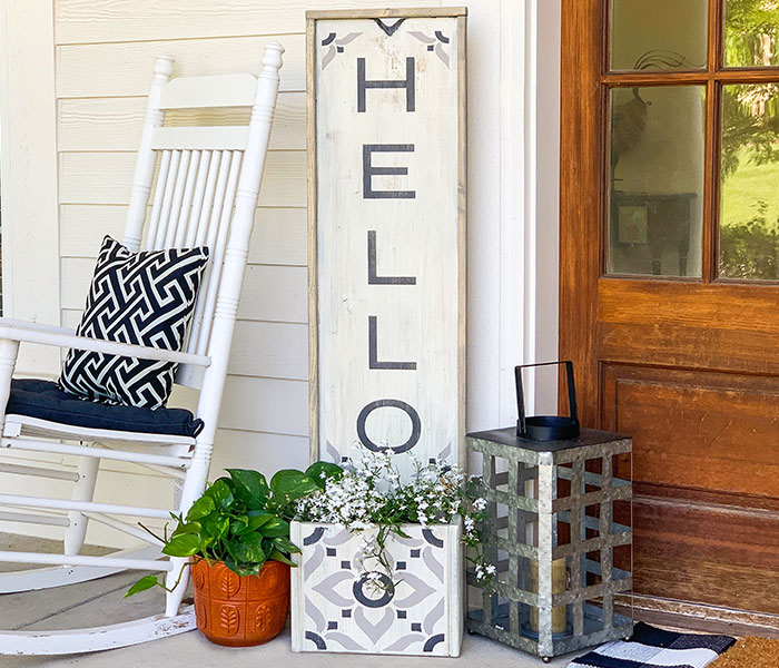 Hello Porch Planter - 14x50 Framed