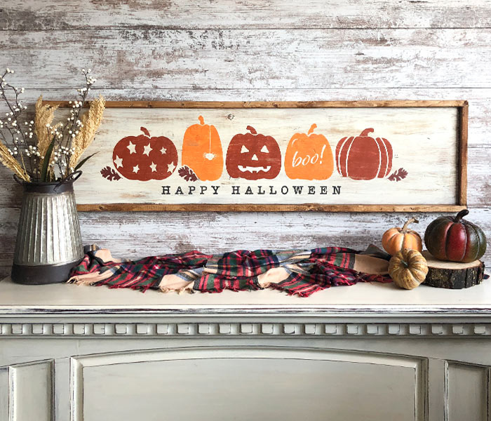 Happy Halloween Pumpkins - 14x50 Framed