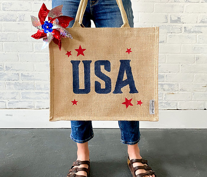 USA Burlap Tote