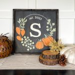 Pumpkin Wreath Monogram - 22x22 Framed