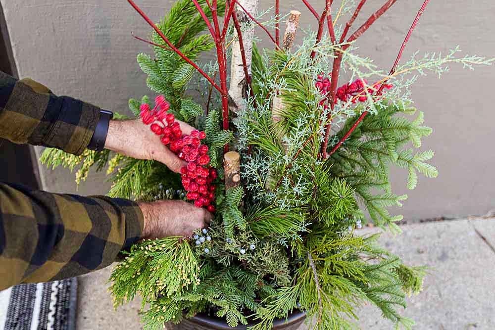 Creating Winter Porch Greenery