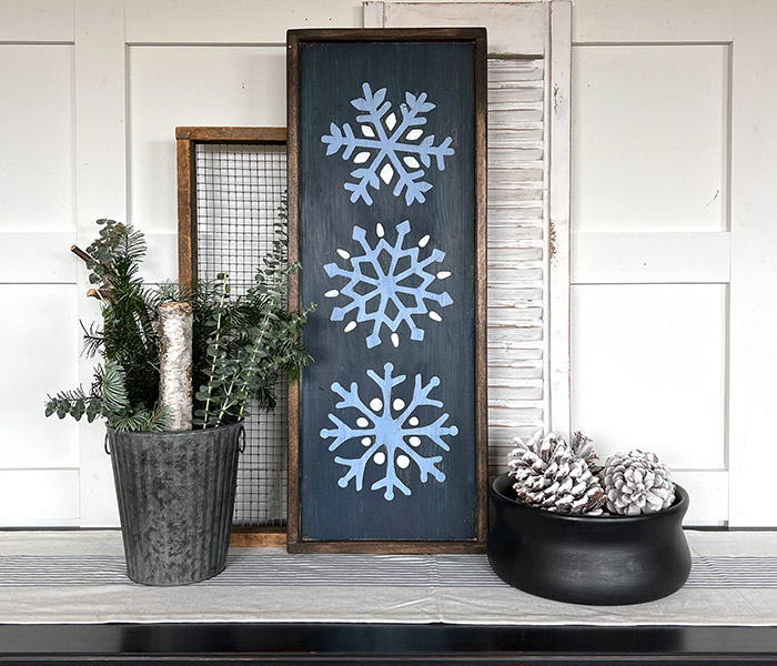 Three Snowflakes - 14x34 Framed