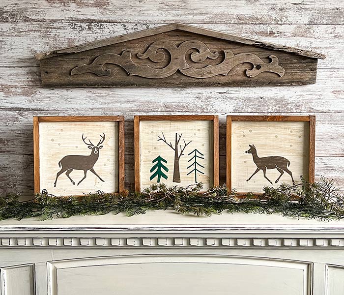 Winter Animals Trio - 14x14 Framed