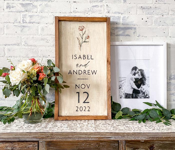 Flower Wedding Date - 14x26 Framed