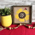 Ladybug Sunflower - 14x14 Framed